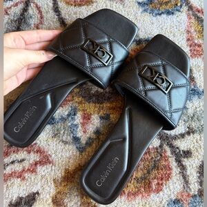 Calvin Klein Dark Quilted Women’s Slides